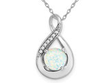 4/5 carat (ctw) Lab-Created Opal Pendant Necklace in 14K White Gold with Chain
